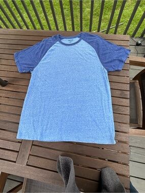 Old Navy Light Blue Body with Navy Raglan Short Sleeve Tee